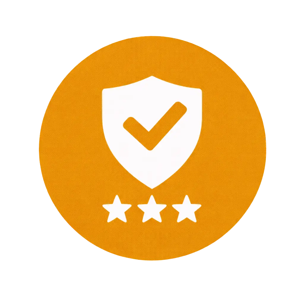 Picto rond avec bouclier et coche représentant l’engagement qualité, la fiabilité et la garantie des travaux de toiture